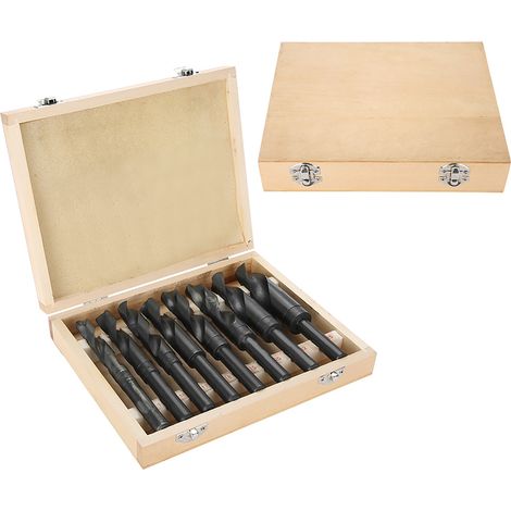 14-25mm Spiralbohrer, 8 tlg. HSS-Bohrersatz 4241 Stahl Metallbohrer-Satz Hochwertig Bohrer-Satz Set mit Holzkiste (1/5)