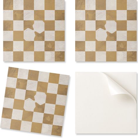 Azulejos decorativos adhesivos para una r谩pida renovaci贸n de pared. Dise帽o abstracto de tablero de ajedrez. 20x20x20 cm.