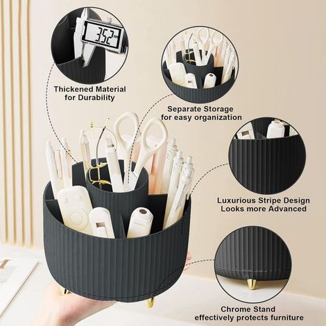 Tubo organizador giratorio para brochas de maquillaje para escritorio，caja organizadora de cosméticos，15  15  12,5 cm (1/4)