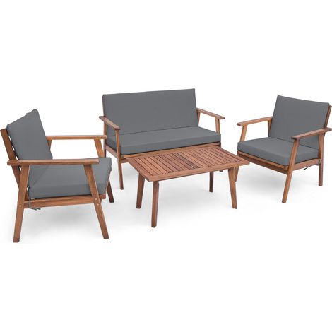 Set di mobili da giardino composto da 4 pezzi 123 x 69 x 81,5 cm comfort ottimale atmosfera accogliente legno di acacia naturale 200018708