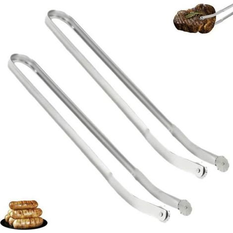 Pince à barbecue - Inox - Lot de 2 - Design contemporain - Prise sûre - Rouleaux intégrés (1/4)