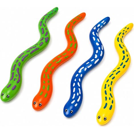 4 Piece Diving Toy, Pool Game, Water Game Diving Snakes for Bath, Pool, Beach, Party, Water Activity, Gift Bag, Summer Games and Marine Theme Decoration, Summer, Garden, Holiday (1/2)