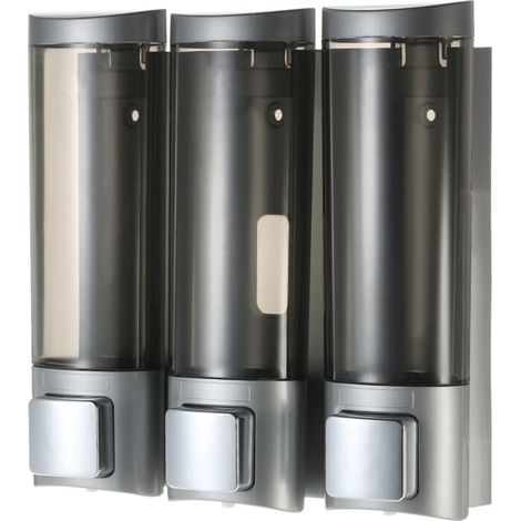 Manuelle Seifenspender zur Wandmontage, drei Fächer für Shampoo, Duschgel, Flüssigseife, Toilette, Badezimmer, Seifenspender und Halter, 200 ml – 3er-Set FLITI
