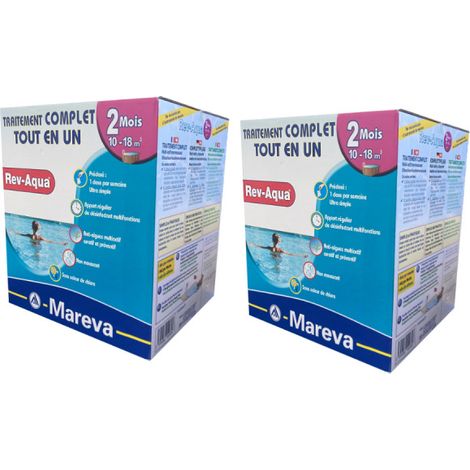 2er-Set Rev-Aquas MAREVA - Behandlung für Schwimmbäder von 10 bis 18 m3 - 2 Monate