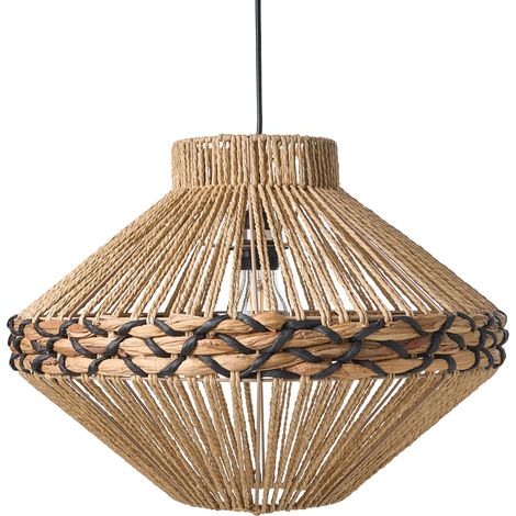 Lámpara colgante con pantalla trenzada de cuerda de papel lámpara de techo boho natural Rabacca