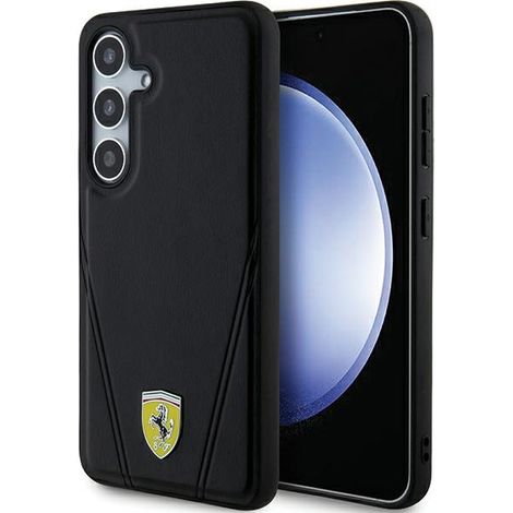 Estuche rígido Ferrari FEHMS24SP3BAK S24 S921 negro/negro con estampado en caliente y líneas V MagSafe (1/5)