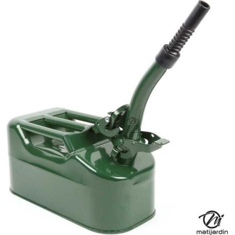 Bidon de 5 litres acier armé avec bec verseur jerrican métal vert olive pour hydrocarbures type US (1/4)