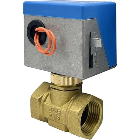 Vanne d'arrêt électrique 2 voies 1 pouce 220 V, vannes motorisées en laiton, interrupteur d'eau for climatiseur à 2 fils(220VAC) (1/5)