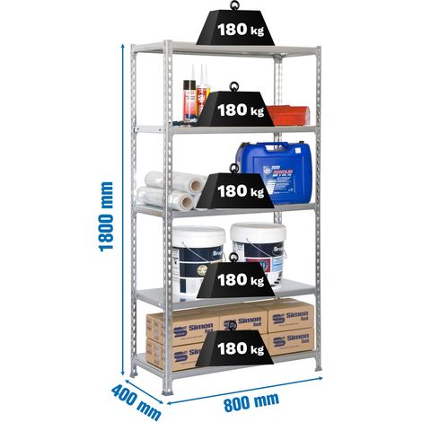 Simonrack Mensola industriale grigia in metallo 180 kg