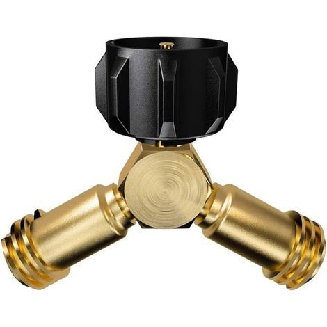 Séparateur en Y pour réservoir de propane, adaptateur de propane, vanne à 2 voies pour une bouteille de gaz GPL de 20 lb reliant 2 (1/5)