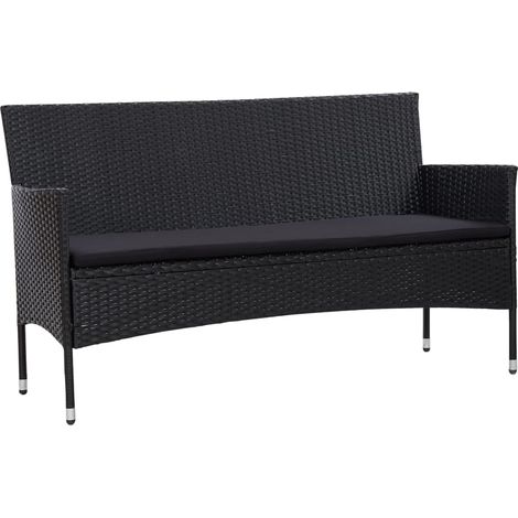 Divano da Giardino a 3 Posti con Cuscini Nero in Polyrattan vidaXL (1/5)