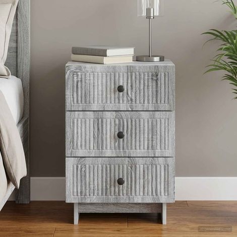 vidaXL Bedside Cabinet Grey Sonoma 43 x 41 x 66.5 cm Engineered Wood (1/5)