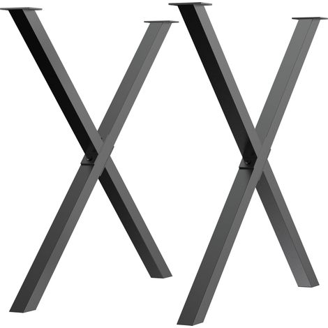 Lot de 2 pieds de table TEX acier noir (1/5)