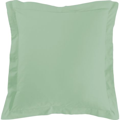 Taie d'oreiller volant plat 63 x 63 cm uni 57 fils lina +point bourdon Tilleul