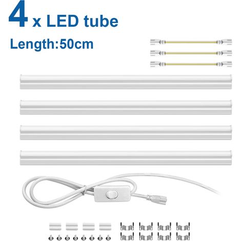 (4 tubes, lumière naturelle) Tubes LED T5 15 W, 50 cm, boîtier aluminium avec driver intégré (1/5)