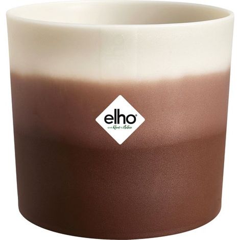 Pot Rond Colour Gradient D14 Cm Marron Cèdre Elho Design Dégradé, Plastique Recyclé, Résistant Aux Intempéries - E