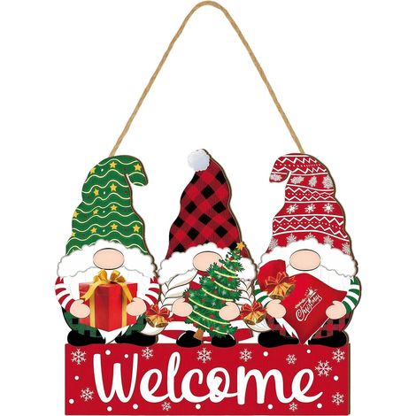 Décoration de Noël en bois 30,7 26,8CM Décoration de Noël pendentif de bienvenue,ornements de Noël,panneau en bois (1/5)
