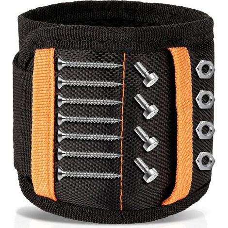 Bracelet Magnétique, Réglable avec 15 Aimants Super Puissants pour Vis Clous Trépans de Forage,Idee Cadeau Homme Papa Anniver (1/5)
