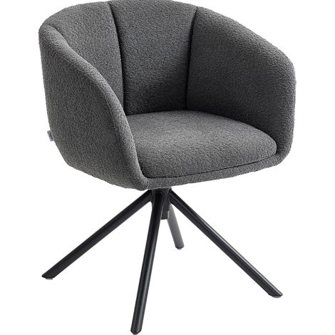CHICFURN Poltrona girevole 58,5 x 59 x 78,5 cm in poliestere grigio scuro con braccioli (1/5)