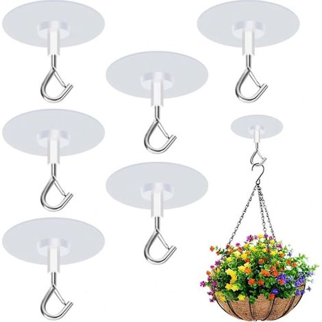 6 Crochets Adhésifs pour Plafond - Très Résistants pour Suspension de Plantes, Mangeoires et Carillons - Usage Intérieur et Extérieur (1/4)