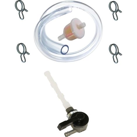 Kit robinet essence coudé + durite + filtre + collier universel motoculture tracteur tondeuse