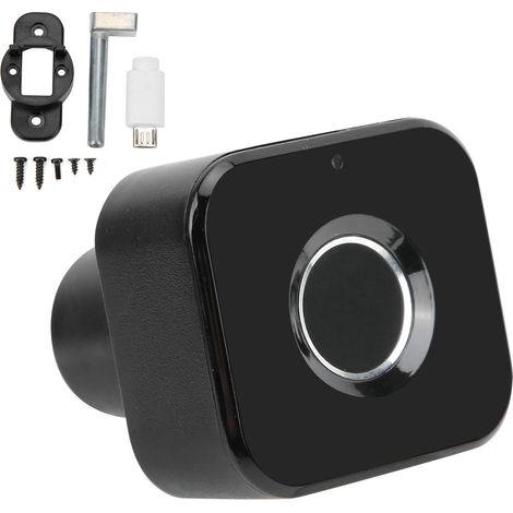 Serrure à empreinte digitale pour tiroir et meuble de bureau, rechargeable USB, ouverture rapide 0.3s, noire, sécurité anti-vol (1/5)