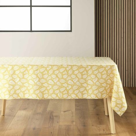 Nappe rectangle 140 x 240 cm microfibre imprimee divany Jaune (1/4)