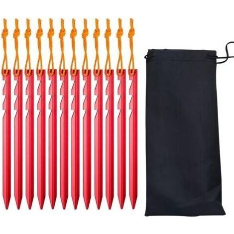 Piquet de Tente,Piquets de Tente,12 Pièces Sardines de Fixation,Piquet Tente Aluminium,Sardine Tente 18cm,Sardines Camping pour Bâche de Camping Bâche de Plage (1/4)