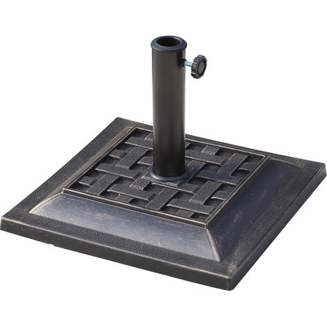 Support de parasol en résine polyester, 9 kg, pour mâts de parasol de 38 mm/48 mm de diamètre, idéal pour le jardin et le balcon, finition bronze (1/5)