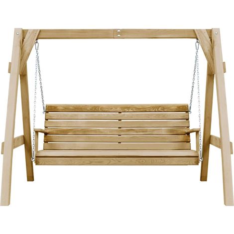 Balancelle de jardin, Chaise Fauteuil Suspendu, Bois de pin imprégné 205x150x157 cm OIB7871E (1/5)