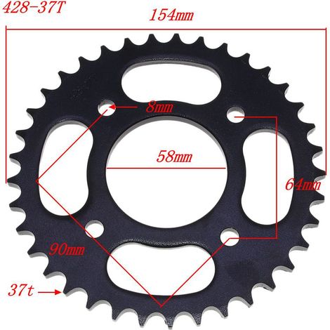 Pièces pour VTT : pignon d'entraînement 428-37T, diamètre intérieur 58 mm, entraxe du pignon de chaîne 64 mm, pignon denté (1/5)
