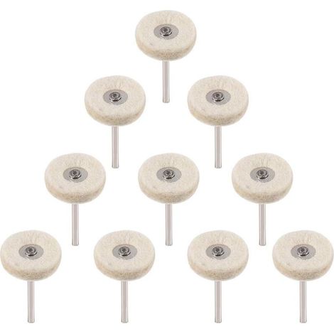 10 dischi lucidanti da 25 mm in feltro di lana per trapano, mole, spazzole, utensile rotante con manico - Crezuo