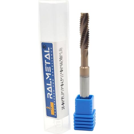 Macho de roscar espiral de carburo M6 x 1 TiSiN 55 HRC (1/5)