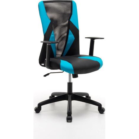 Poltrona Teams azzurra, modello gaming, misura 54x62x95 h cm ecopelle