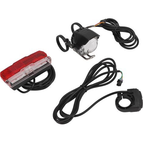 Ensemble complet phare avant et feu arrière pour vélo électrique 24V-48V avec klaxon intégré - Éclairage LED avant/arrière (1/5)
