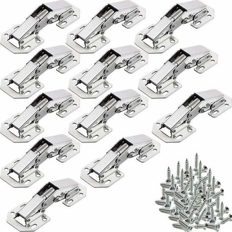 Ecleanfy - Lot de 12 charnières invisibles 90° pour placard - acier nickelé, à visser, 32 mm (1/4)