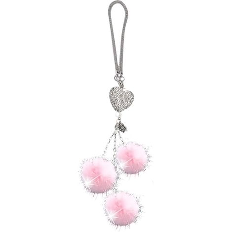 Remorque de voiture en forme de cœur pour rétroviseur, suspension de voiture avec balle en peluche, accessoires de miroir scintillants, pour conducteur et passager (1/5)