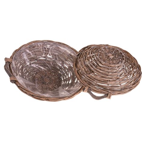 Set 2 Cesto Rotondo Basso in Vimini Larghezza 40 cm (1/3)