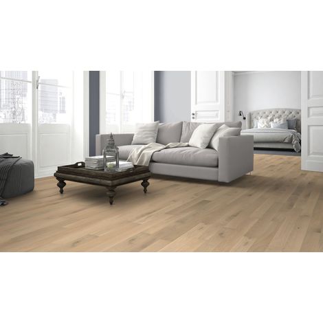Parquet contrecollé en bois chêne brossé huilé Blanchi - 14/2,5 x 130 x 1092 mm - 1 m² - GO4 SAINT-MALO (1/2)