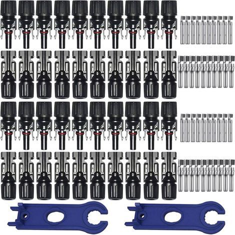 20 Paires Connecteur MC4 Solaire Photovoltaïque, , Connecteur PV Mâle/Femelle, Double Anneaux Joint étanche, pour Photovoltaïque Panneau Solaire Cable Accessoires (1/4)