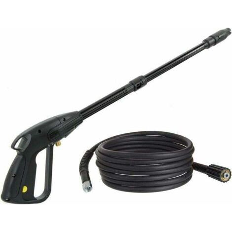 High-Pressure Washer Gun M22x1.5 14mm Spindle with High-Pressure Hose - High-Pressure Washer Accessories - Adjustable Nozzle - 10m Hose Length (1/4)