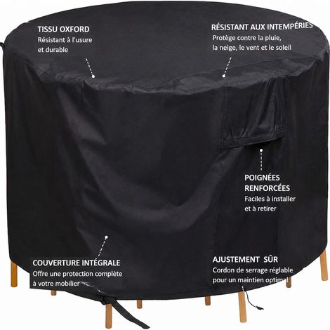 Housse de protection ronde pour table de jardin 120 x 20 cm Oxford 210D noir noir 120 20 400 g – Livraison gratuite (1/5)