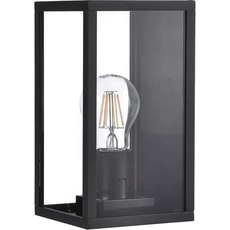 Applique lanterna Nera da Parete IP44 E27, Lampada Esterna in Alluminio, Illuminazione per Ingresso, Vialetti, Patii
