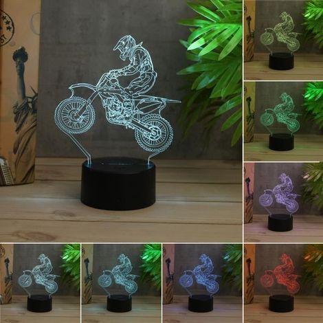 3D moto Lampe LED Ampoule illusion Sculpture Lumière Cadeau veilleuse 7 couleurs (1/3)