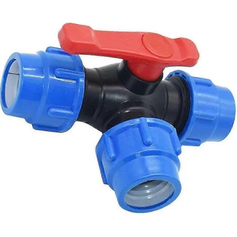 Filiyano-Vanne à bille, raccord rapide pour tuyau PE 20/25/32/40/50/63 mm, vanne à bille 3 voies en PVC avec interrupteur rapide et raccord en T 40 mm (1/4)