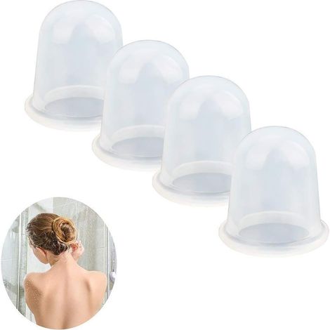 Ventouses en silicone à vide anti-cellulite, kit de massage par ventouses pour le dos et le corps, blanc transparent, lot de 4 (1/5)