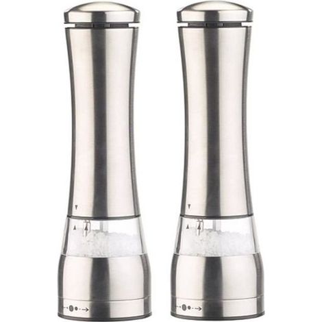 2 moulins poivre et sel électrique en inox avec broyeur en céramique - 21,5 cm (1/4)