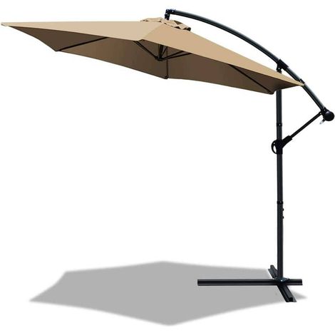 VOUNOT® Ampelschirm mit Schutzhülle, Sonnenschirm 300 cm, Khaki (1/5)