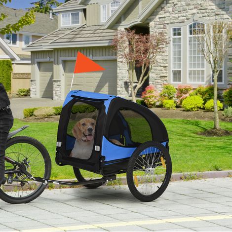 Remorque vélo chien pliable 140x71x83 cm bleu HAVRYA (1/3)