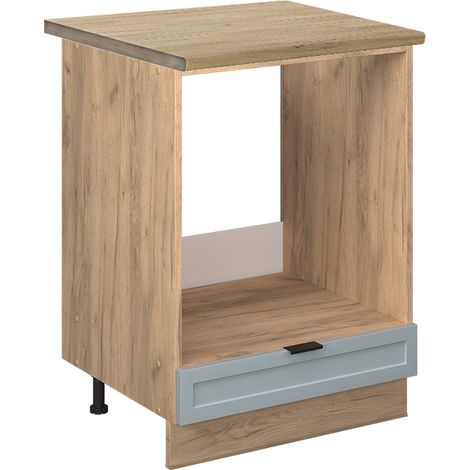 Herdumbauschrank Fame-Line, Hellblau-grau, 60 cm , AP Eiche, Vicco